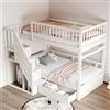Dolamaní Letto a castello per 2 bambini, 90 x 200 cm, con scale, letto a soppalco con armadietti e protezione anticaduta, cameretta dei bambini, letto a castello per ragazze e ragazzi (bianco)