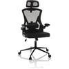 HJH Office sedia professionale per ufficio ARIGANO sedia girevole ergonomica con schienale traspirante, braccioli pieghevoli, tessuto/mesh nero, 830122