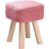 Totò Piccinni Pouf Sgabello poggiapiedi con gambe in legno (Velluto Rosa, Quadrato h 34,5)
