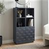 [en.casa] Comò Alto con 2 Ante Decorative 3D Credenza Mobile Contenitore con 4 Ripiani Aperti e 4 Vani Chiusi Armadio per Soggiorno Sala da Pranzo Ingresso 118 x 64 x 30 cm - Grigio Scuro
