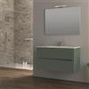 Yellowshop | Mobile Bagno Sospeso 80 cm in MDF PVC Completa in Ceramica KIM, 2 Cassetti Soft-Close e Maniglia a Gola - Design Moderno - Composizione Completa (Legno Noce)