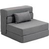 HOMCOM Poltrona trasformabile 1 posto letto pieghevole riscaldatore 1 posto 3 in 1 con seduta imbottita, cuscino incluso, materasso pieghevole portatile per ospiti, soggiorno, piccolo spazio, carico