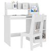 ZONEKIZ Tavolo Scrivania per Bambini con Sedia Banco Scuola Legno Bianco | Per Bambini Da 5 a 8 Anni, con Scaffale, Seggiola