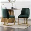 chairus Set di 2 Sedie da Pranzo in Velluto Sedia Imbottita con Schienale Sedie da Cucina con Gambe in Metallo Dorato Sedia Moderna Design per Sala da Pranzo/Soggiorno, Verde
