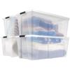 Iris Ohyama Scatole Portaoggetti in Plastica con Coperchio, 80L, Lotto di 4, Trasparente, Con Chiusura a Clip, Empilabile, Solido, Per Armadio, Garage, Casa, Ufficio, Organizzatore, TB-84D