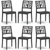 REDÒKASA Set 6 sedie in polipropilene TETI, MADE IN ITALY, impilabile, idrorepellente, resistenza raggi UV, design moderno albero della vita per sala da pranzo, cucina, bar, ristoranti, esterno (Ghisa, 6)