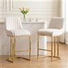 chairus 2 PZ Sgabelli da Bar in Velluto Sgabelli Cucina, Bianco | Sgabello Alti con Gambe in Metallo Dorato Sedie Alte da Bar con Schienale Sgabelli da Tavolo con Schienale Trapuntato