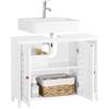 SoBuy Mobile Sottolavabo Bagno con 2 Ante e Ripiano Aperto - Mobiletto Bagno Sottolavabo in MDF E1, Ripiano Regolabile, Capacità 42kg - Mobili Salvaspazio 80x31,5x60,5cm BZR210-W