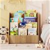 RELAX4LIFE Libreria Montessoriana per Bambini (Naturale, 57,5x26,5x59 cm) | Libreria in Legno a 4 Ripiani, Carico 40KG, Portariviste da Terra, Mobiletto Porta Libri per Cameretta e Asilo Nido
