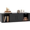 COSTWAY Libreria a Parete con 2 Cubi, Armadietto Sospeso a 2 Ante in Legno, Design Salvaspazio, Multiuso per Soggiorno, Studio, Cucina e Ufficio, 108 x 33 x 30,5 cm (Nero)