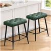 STOOLINK Sgabelli Bar Set di 2, Sgabelli Cucina con Poggiapiedi, Sgabello Alto Pelle in Microfibra, Sgabelli Isola Cucina Rétro, Sgabelli da Cucina per Cucina e Isola Cucina-Verde