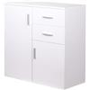 BAKAJI Mobile Madia con 2 Cassetti Doppia Anta e 2 Ripiani Interni Mobiletto Credenza Armadio Multiuso Cucina Bagno Ufficio Design Moderno Dimensioni 82x35x80cm (Bianco)