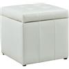 Vente-unique-Pouf portaoggetti SERAFINO in similpelle - Bianco