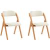 SoBuy Sedia Pieghevole in Legno Set da 2 Poltrona Imbottita da Cucina, Sedie da Interno per Ufficio, Balcone, Giardino - Sedie Pieghevoli Salvaspazio Richiudibili in Faggio, Bianco FST92-Wx2