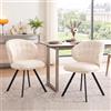 chairus Set di 2 Sedie da Pranzo in Tessuto Sedia Cucina con Schienale Sedie Imbottite con Gambe in Metallo Poltroncine Moderne per Sala da Pranzo/Soggiorno/Cucina, Bianco