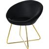 ML DESIGN modern living ML-Design Sedia da Sala da Pranzo in Velluto Nero Sedia da Soggiorno con Schienale Rotondo Poltrona Imbottita con Gambe in Metallo Dorato Poltroncina Ergonomica da Cucina con Schienale e Braccioli