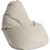 Avalon Puff Poltrona Sacco Grande Bag L Mamba 80x80x125cm - 300 Litri Made in Italy in Finta pelle Imbottito per Ambiente Interno ed Esterno Colore Bianco Sporco