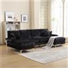HOXINBLY Divano Letto 4 Posti Forma di U, Divano Angolare 4 Posti con Penisola, Ciniglia Nero