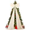 higyee Puntale Per Albero Di Natale Grande Con Fi-occo - Ornamento Gigante Con Fi-occo Per Albero Di Natale Da 20 x 71 Pollici | Fiocchi Decorativi Giganti Bordeaux Con Nastro Lungo Per La Casa (Crema)