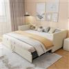 BestAlice Divano letto pieghevole 90/180 x 200 cm, con rete a doghe, Divano allungabile a 2 posti, singolo con estraibile, letto matrimoniale, tessuto vellutato, beige,Nessun materasso