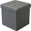 milani home - pouf quadrato, ecopelle, seduta poggiapiedi, grigio, 38 x 38 x 38 cm