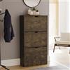 Vida Designs Scarpiera a 3 cassetti, salvaspazio, sottile, con 3 cassetti ribaltabili, per corridoio e soggiorno, certificata FSC 100 (legno scuro)