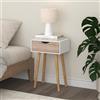 [en.casa] Comodino con Cassetto Tavolino Laterale da Divano a 4 Gambe Mobiletto da Notte 60 x 40 x 29,5 cm Tavolo Basso per Soggiorno Camera da Notte Ingresso - Bianco/Effetto Rovere