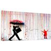 Kunstbruder WTD - Stampa su tela Banksy Like Men in the Rain I - Streetart, pronta da appendere (diversi formati) (60 x 100 cm)