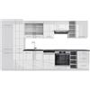 Vicco Cucina componibile Fame-Line, Bianco lucido/bianco, 355 cm senza piano di lavoro, adatto per l'espansione personalizzata con moduli aggiuntivi