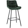 CLP Sgabello Bar Weston Con Motivo Trapuntato I Struttura In Metallo Con Poggiapiedi I Rivestimento In Velluto O Ecopelle, Colore:verde scuro, Materiale:Velluto
