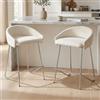 chairus Set di 2 Sgabelli da Bar Moderna Design Sgabello Cucina in Tessuto Sgabelli con Struttura in Metallo Color Argento Sedia Alta per Penisola Cucina/Bar/Caffetteria, Bianco