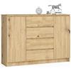 AKORD Cassettiera K 140 cm 4 Cassetti e 2 Ante | Moderna Mobiletto per Soggiorno Sala da Pranzo Camera da Letto Corridoio Bagno | Armadio Cameretta | Piano Laminato | Rovere Artigianale