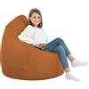Italpouf Poltrona Sacco XL, Interno, Ecopelle, Adulti e Bambini, Riempimento Perle Polistirolo, Marrone Chiaro, 115x90 cm