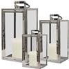 Mojawo Elegante set di 3 lanterne XL, altezza 53, 40, 30 cm, in acciaio inox e vetro, con manico, in vetro, portacandela da giardino,