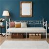 ZECIIYE Letto Singolo in Ferro Battuto Bianco 90x190, Struttura Letto Singolo per Camera da Letto, Soggiorno, Studio o Bambini, Divano Letto Moderno per Relax e Ricarica