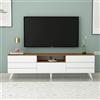 Homidea Lunar TV Lowboard 180 cm con ante e vano portaoggetti, tavolo TV e mobile TV in design scandinavo per soggiorno (rovere bianco)