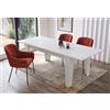 Arreditaly Tavolo da Pranzo Allungabile Da 160 A 220 Cm Gambe a Spillo Design Moderno 10 Posti In Melaminico Estensibile Con Guide In Metallo Cucina Salotto Soggiorno 220 x 90 x 78 Cm Bianco
