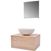 vidaXL Set 3 Mobili da bagno armadietto specchio lavabo lavandino elegante beige
