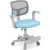COSTWAY Sedia da Scrivania per Bambini 3-15 con Altezza Regolabile, Blu | Sedia per Computer con Braccioli a Ribalta e Poggiapiedi, Portata 150 kg, Poltrona Ergonomica in Rete per Cameretta e Studio