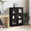 ULUYYUC Libreria con Ante in Vetro Rovere Nero Legno Multistrato Salvaspazio 82,5x30,5x115 cm per Soggiorno Camera Ufficio Design Classico