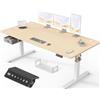 Devoko Scrivania Elettrica Regolabile In Altezza 180 x 80 cm, Ufficio 4 Sezioni Con Funzione Di Memoria, Cassetti, Porte Usb E Sistema Di Gestione Cavi, Beige