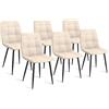 IDMarket - Set di 6 sedie da pranzo MILA in velluto beige