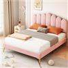 SUKY Letto matrimoniale imbottito 140 x 200 cm, struttura letto con rete a doghe e testiera, letto per adulti e ragazzi in tessuto di velluto delicato sulla pelle (rosa)