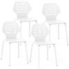 COSTWAY Set di 4 Sedie da Pranzo in Metallo, Sedie da Cucina Moderne con Schienale Traforato e Gambe in Metallo, Sedie senza Braccioli per Sala da Pranzo, Soggiorno, Portata 150 kg (Bianco)