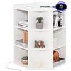 COSTWAY Mobile ad Angolo a 3 Livelli in Legno, Libreria Angolare Aperta con Stazione di Ricarica 9 Cubi 2 Porte USB e 4 Prese, Adatto per Spazi Ridotti, 51x71,5x86 cm (Bianco)