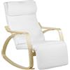 Totò Piccinni Poltrona a Dondolo LIBERTY con braccioli e poggiapiedi regolabile, in tessuto imbottita e con struttura in legno di betulla (Beige)