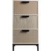 Rebecca Mobili Comodino Stile Industrial, Comodino Compatto, 3 Cassetti Incisi, Legno MDF Metallo, Nero Marrone, Design Scandinavo - Misure HxLxP: 59 x 30 x 25 cm - Art. RE6905