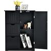 COSTWAY Mobile Bagno, Armadietto Salvaspazio e Multiuso con 3 Cassetti, Ante e Ripiano Regolabile, Mobiletto in Legno per Soggiorno, Camera da Letto, Salotto, Cucina, 60x 30x 81cm (Black)