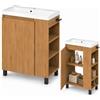 paplinskimoebel - Mobile base con lavabo SEVA, 57 cm di larghezza, Set di mobili da bagno per bagno e WC ospiti, Lavabo in piedi o sospeso, Mobiletto con portarotolo - Rovere Lancillotto
