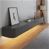 HYANXUE Mobile porta TV galleggiante, montaggio a parete, ripiani TV con porta, console multimediale TV, grande mobile portaoggetti sotto la TV (grigio + LED, 300 cm)